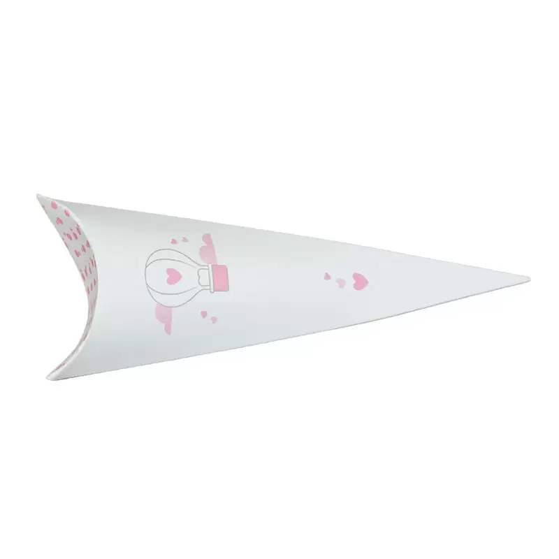 Cono in carta per bomboniera battesimo / nascita con mongolfiera rosa 190 mm