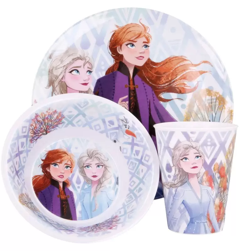 Set 3 Pezzi Piatto, Ciotola e Bicchiere 260 ml Frozen II 51090