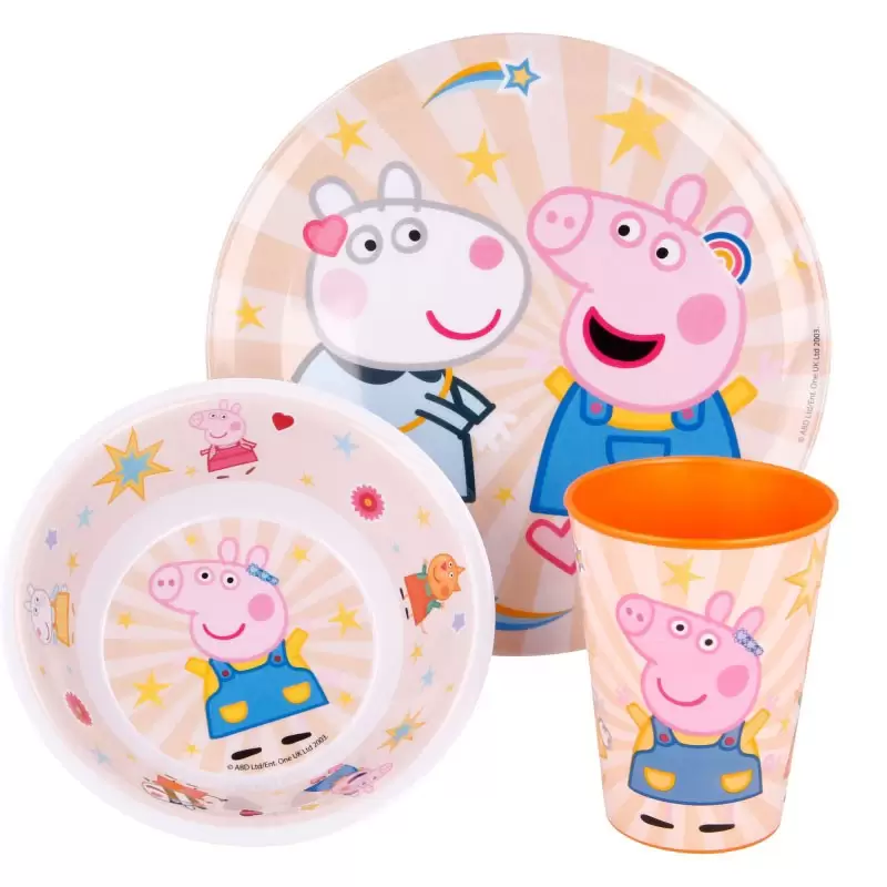 Set 3 Pezzi Piatto, Ciotola e Bicchiere 260 ml peppa pig 41259