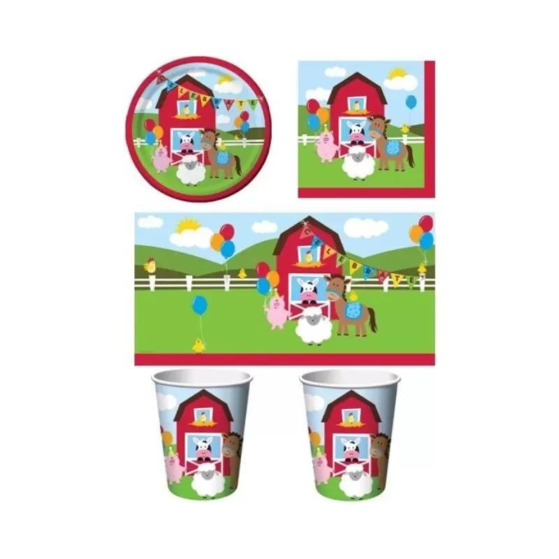 KIT N3 117 PZ COMPLEANNO BAMBINI TEMA FATTORIA
