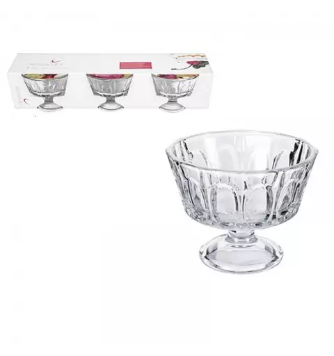 set 3 bicchieri in vetro per gelato praga 10.8x10.8x8 cm 105632