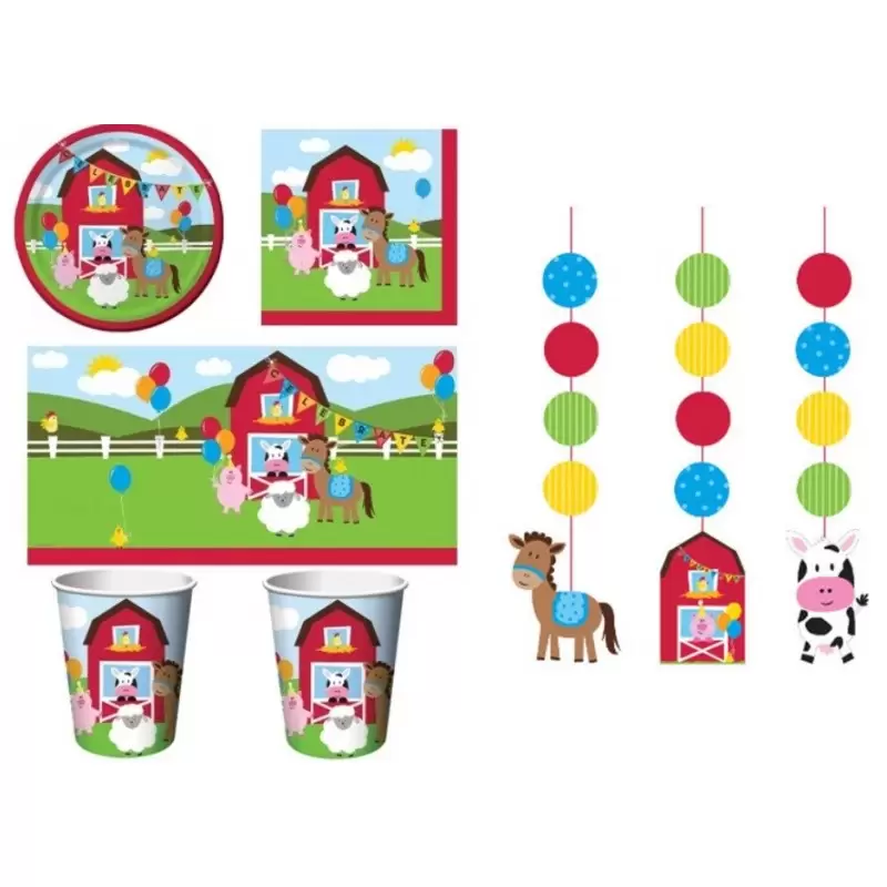KIT N3 117 PZ COMPLEANNO BAMBINI TEMA FATTORIA