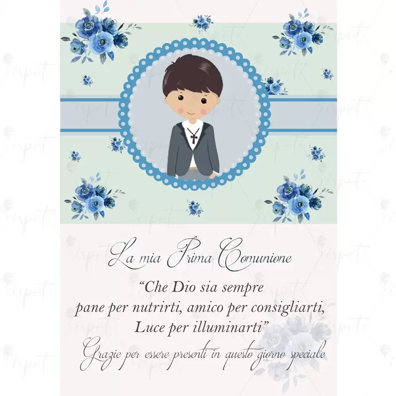 CARTELLONE DI BENVENUTO PRIMA COMUNIONE BAMBINO FLOWER - 1 PZ
