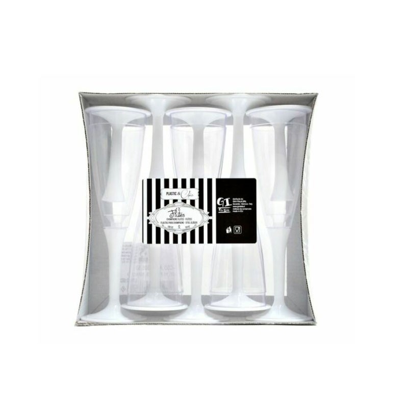 Bicchieri Flutes di Plastica base bianca 100 mL 10 pz. 60553