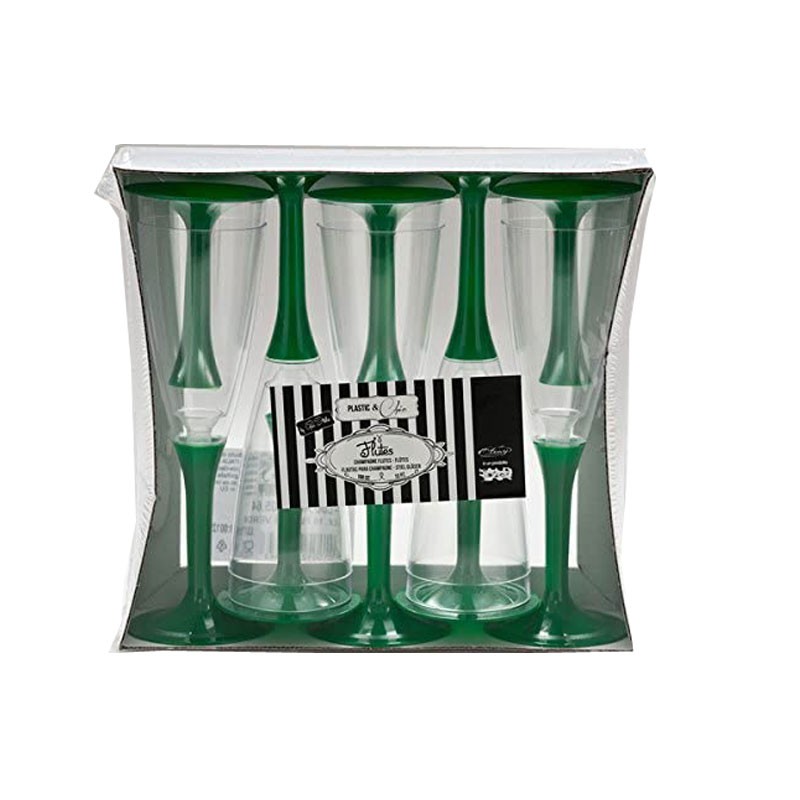 Bicchieri Flutes di Plastica base verde 100 mL 10 pz. 60564