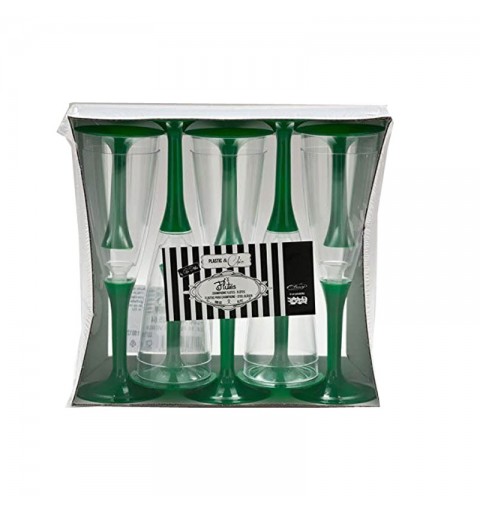 Bicchieri Flutes di Plastica base verde 100 mL 10 pz. 60564