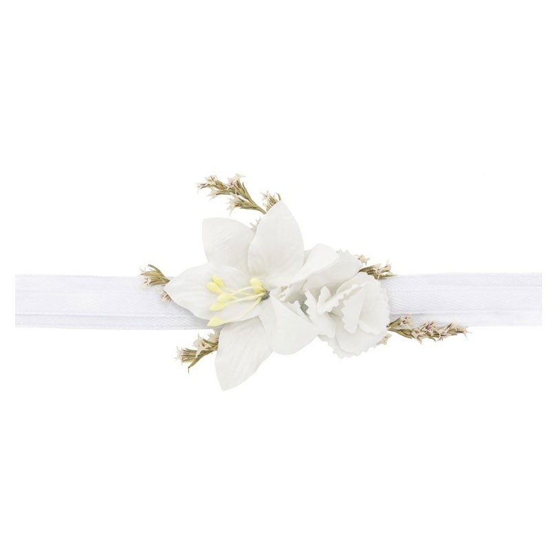 bracciale da polso fiore bianco KORS3 per damigella o prima comunione