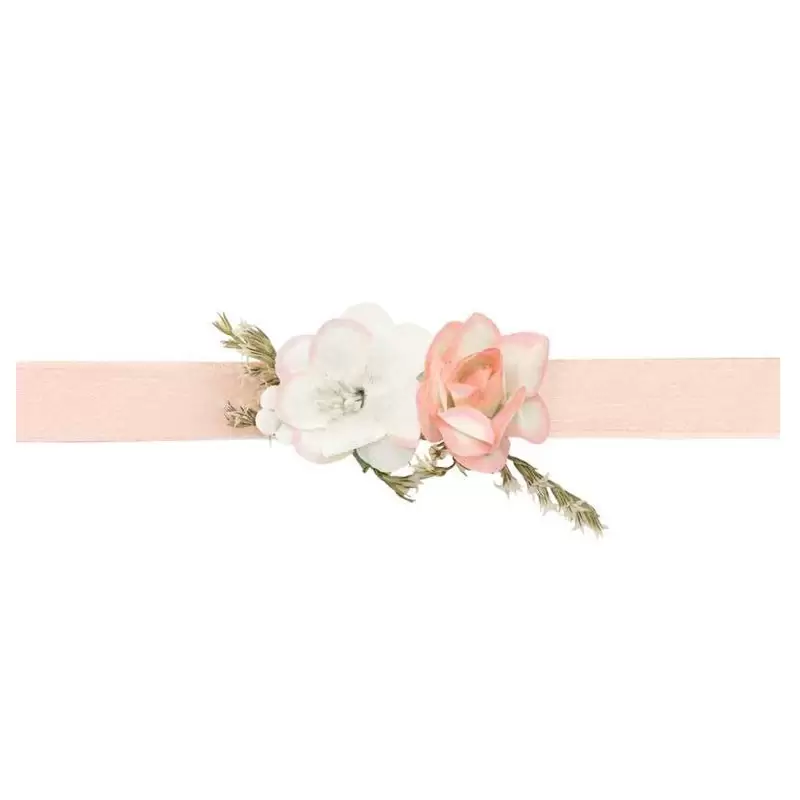 bracciale da polso fiore pesca chiaro KORS2 per damigella o prima comunione