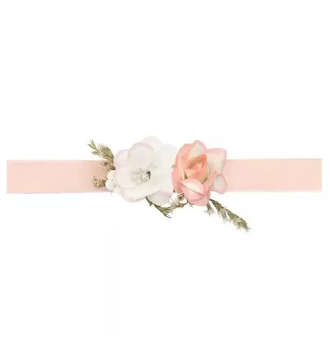 bracciale da polso fiore pesca chiaro KORS2 per damigella o prima comunione