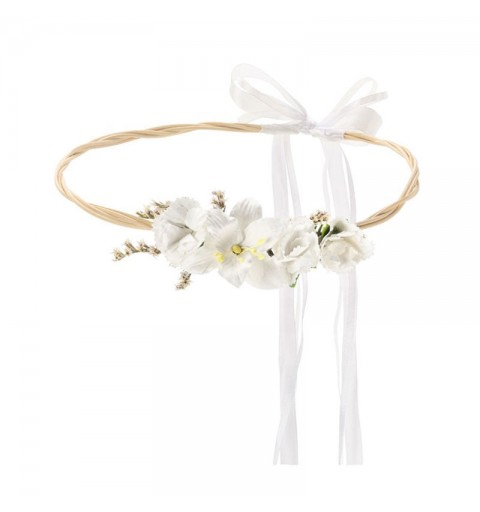 Corona di fiori bianca 18 cm regolabile WIAN5