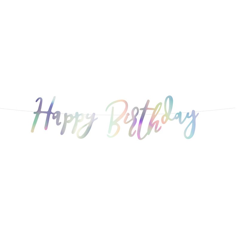 Ghirlanda Happy birthday iridescente 16,5 x 62 cm GRL75-017