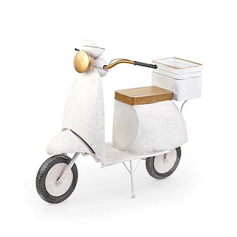 Scooter bianco con dettagli oro 28916 1230 x 740 x 1000 mm per allestimenti matrimonio vintage