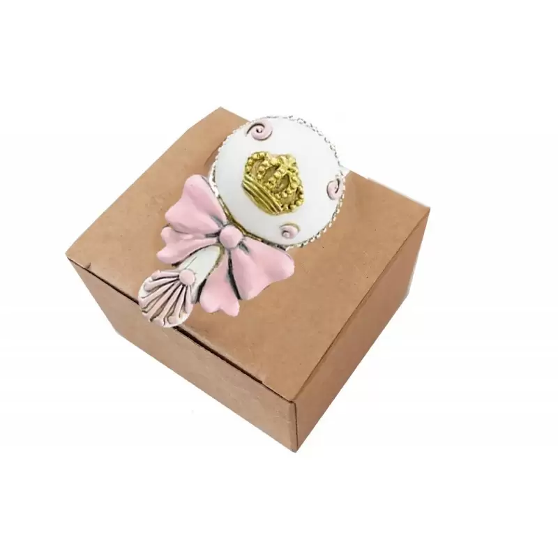 12 BOMBONIERE SONAGLI ROSA CON SCATOLINE AVANA