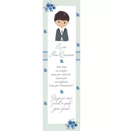 SEGNAPOSTO PRIMA COMUNIONE BAMBINO FLOREAL - 1 PZ