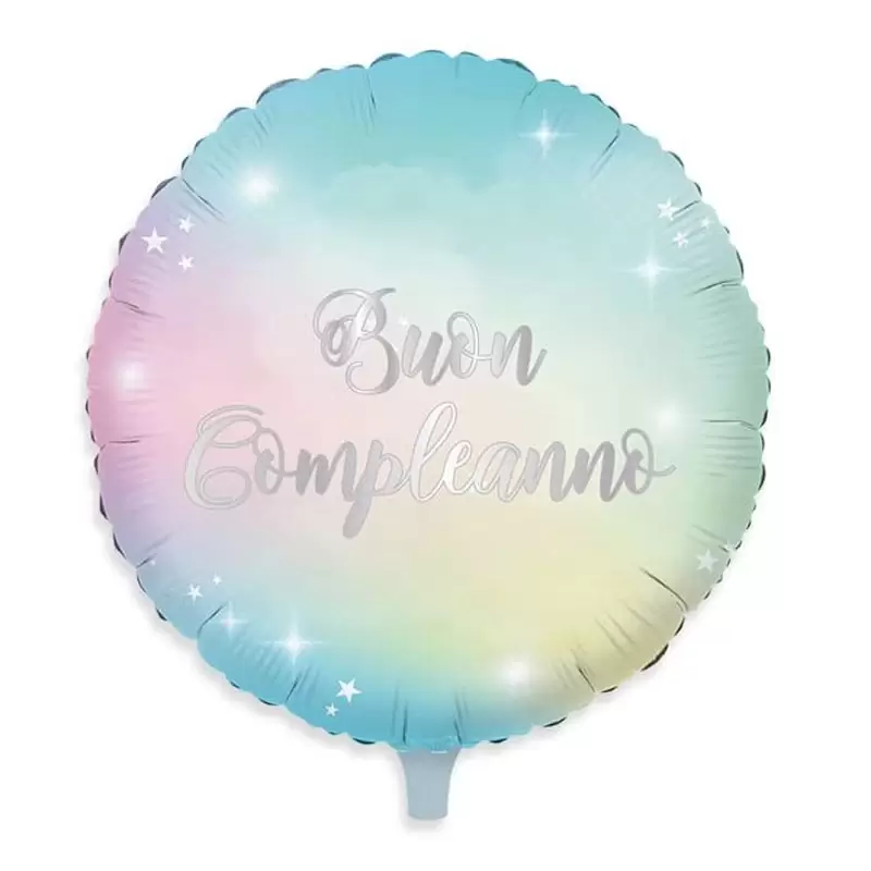 Palloncino foil tondo buon compleanno  74613 Soft Rainbow