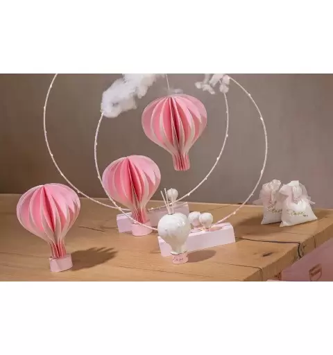 3 MONGOLFIERE ROSA DI CARTA