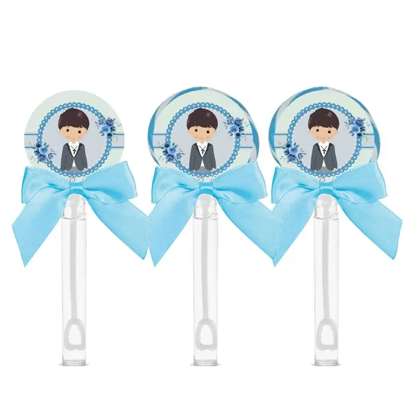 BOLLE DI SAPONE CUORE PRIMA COMUNIONE BAMBINO FLOREAL - 24 PZ