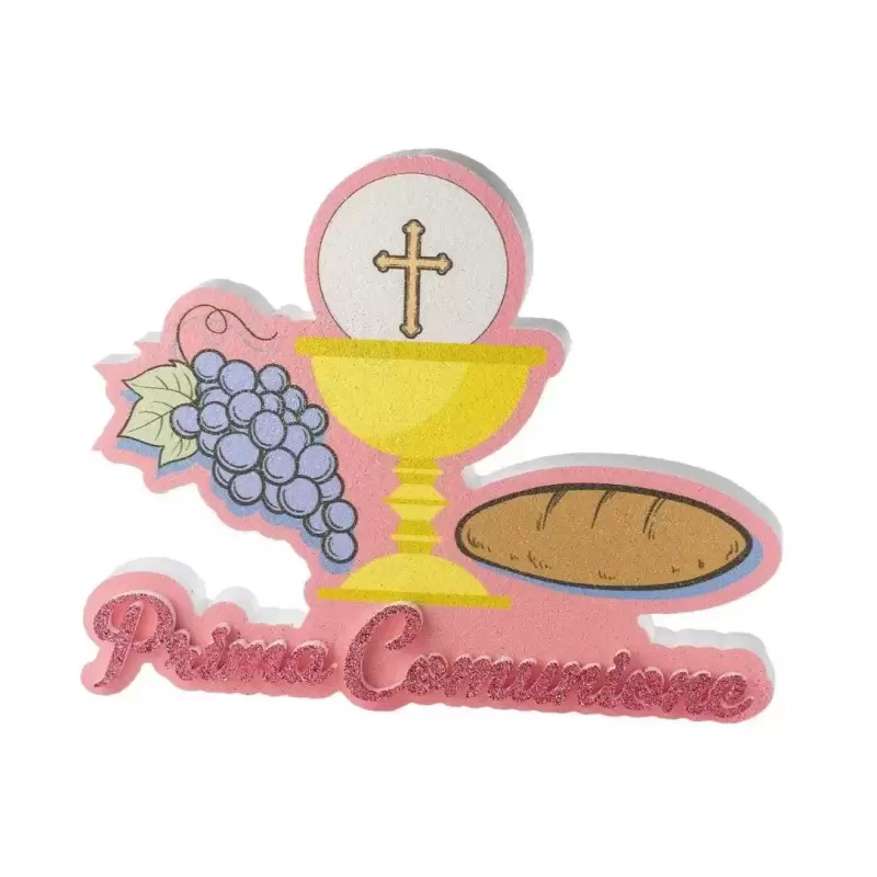 DECORAZIONE IN POLISTIROLO PRIMA COMUNIONE ROSA