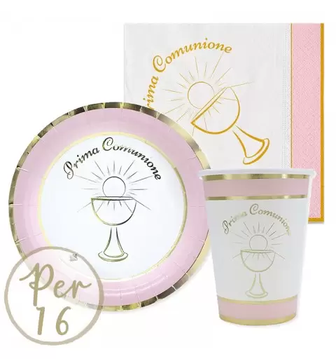 KIT N.2 COMUNIONE CHIC ROSA - COORDINATO PER LA FESTA