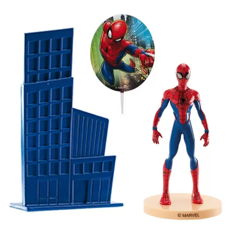 Decorazione per torta spiderman con sfondo palazzo 303010