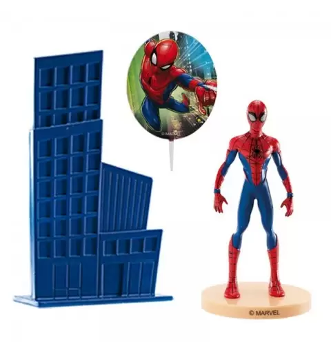 Decorazione per torta spiderman con sfondo palazzo 303010