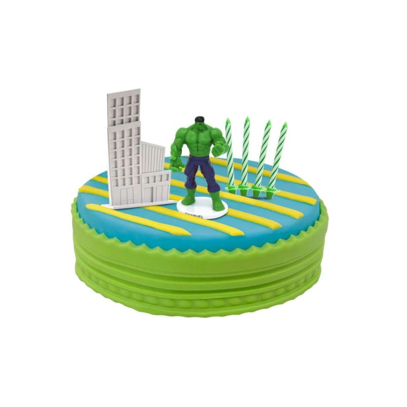 topper per torta Hulk avengers set con sfondo e 10 candeline 350141
