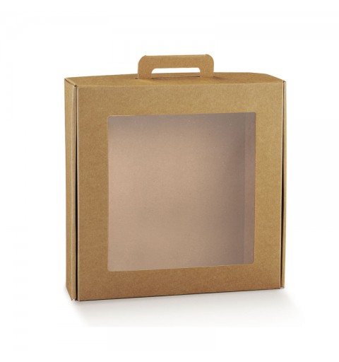 Scatola in cartone trasparente per confezioni regalo con maniglia 220 x 200 x 85 mm 38527