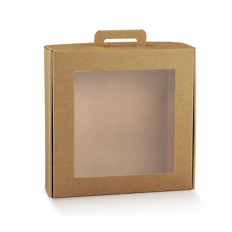 Scatola in cartone trasparente per confezioni regalo con maniglia 290 x 290 x 90 mm 38528