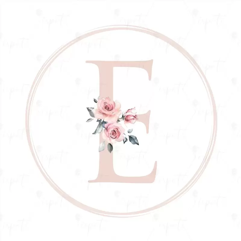 ADESIVO TONDO LETTERA E ROSA FLOREAL - 1 PZ