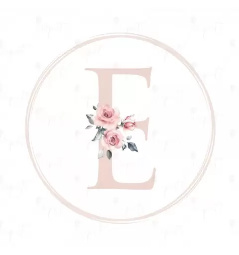 ADESIVO TONDO LETTERA E ROSA FLOREAL - 1 PZ