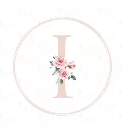 ADESIVO TONDO LETTERA I ROSA FLOREAL - 1 PZ