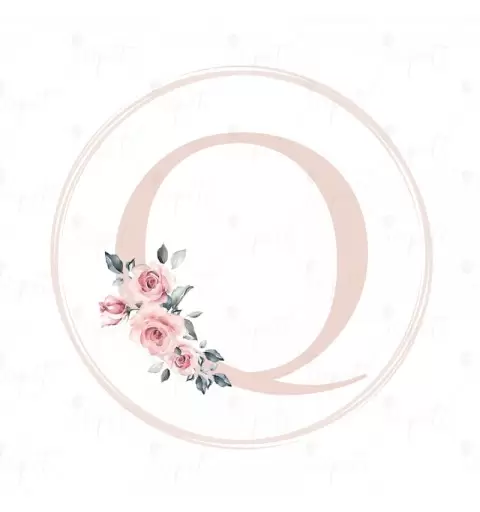 ADESIVO TONDO LETTERA Q ROSA FLOREAL - 1 PZ