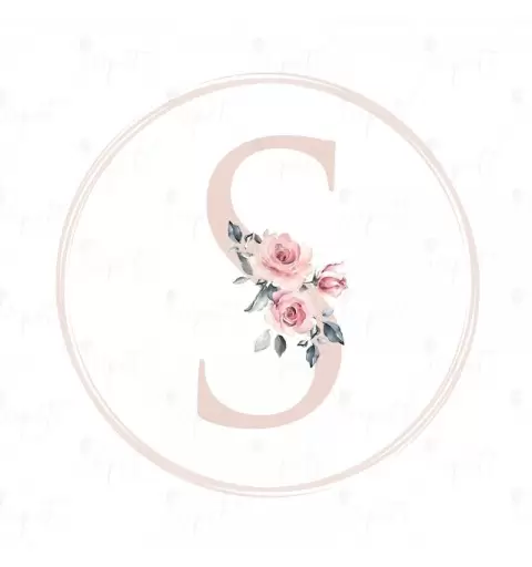 ADESIVO TONDO LETTERA S ROSA FLOREAL - 1 PZ