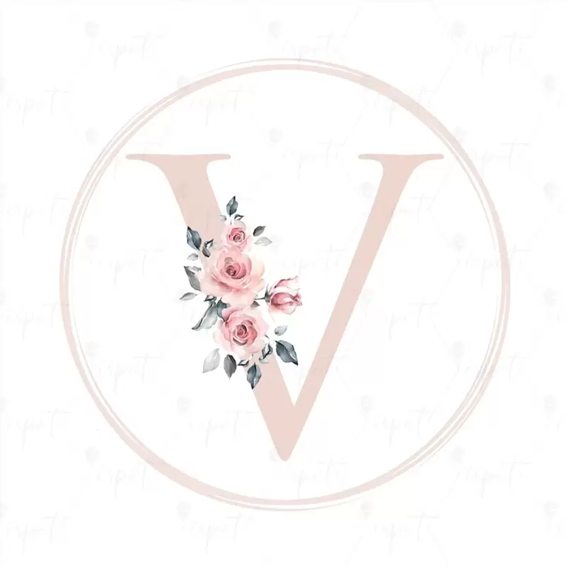 ADESIVO TONDO LETTERA V ROSA FLOREAL - 1 PZ