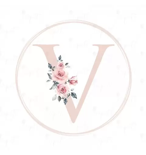 ADESIVO TONDO LETTERA V ROSA FLOREAL - 1 PZ