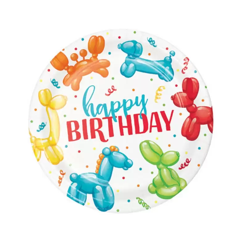 Piatto carta 23 cm Balloon Animals 8 pz 50533