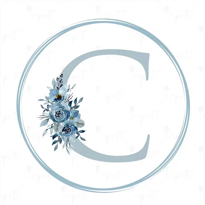 ADESIVO TONDO LETTERA C CELESTE FLORAL - 1 PZ