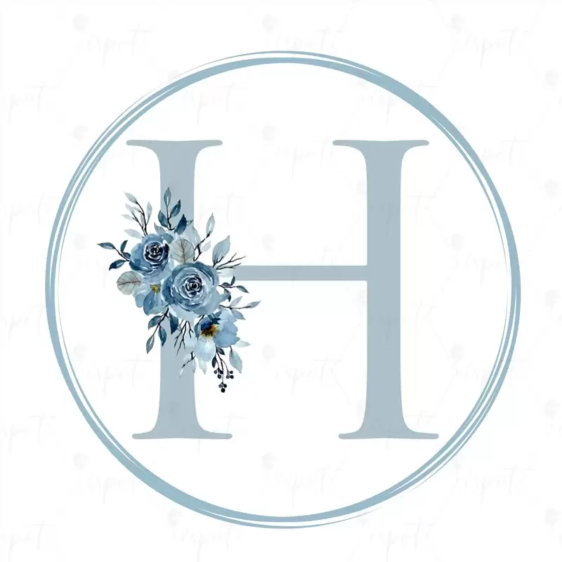 ADESIVO TONDO LETTERA H CELESTE FLORAL - 1 PZ