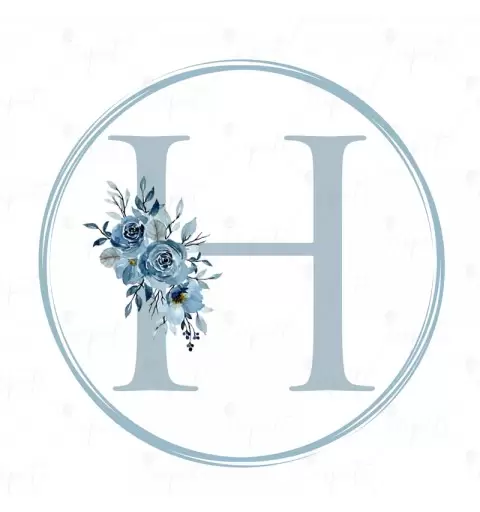 ADESIVO TONDO LETTERA H CELESTE FLORAL - 1 PZ