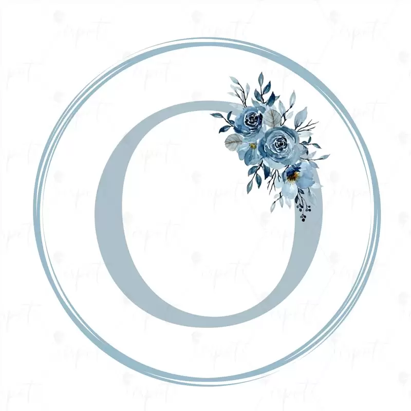 ADESIVO TONDO LETTERA O CELESTE FLORAL - 1 PZ