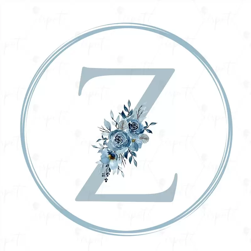 ADESIVO TONDO LETTERA Z CELESTE FLORAL - 1 PZ