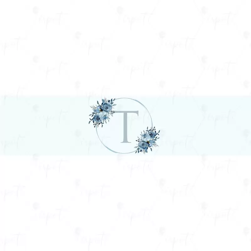 FASCETTA ADESIVA LETTERA T CELESTE FLORAL - 1 PZ