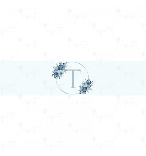 FASCETTA ADESIVA LETTERA T CELESTE FLORAL - 1 PZ