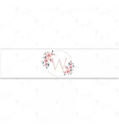 FASCETTA ADESIVA LETTERA W ROSA FLORAL - 1 PZ