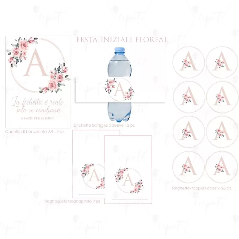 FESTA DI CARTA INIZIALE ROSA FLORAL