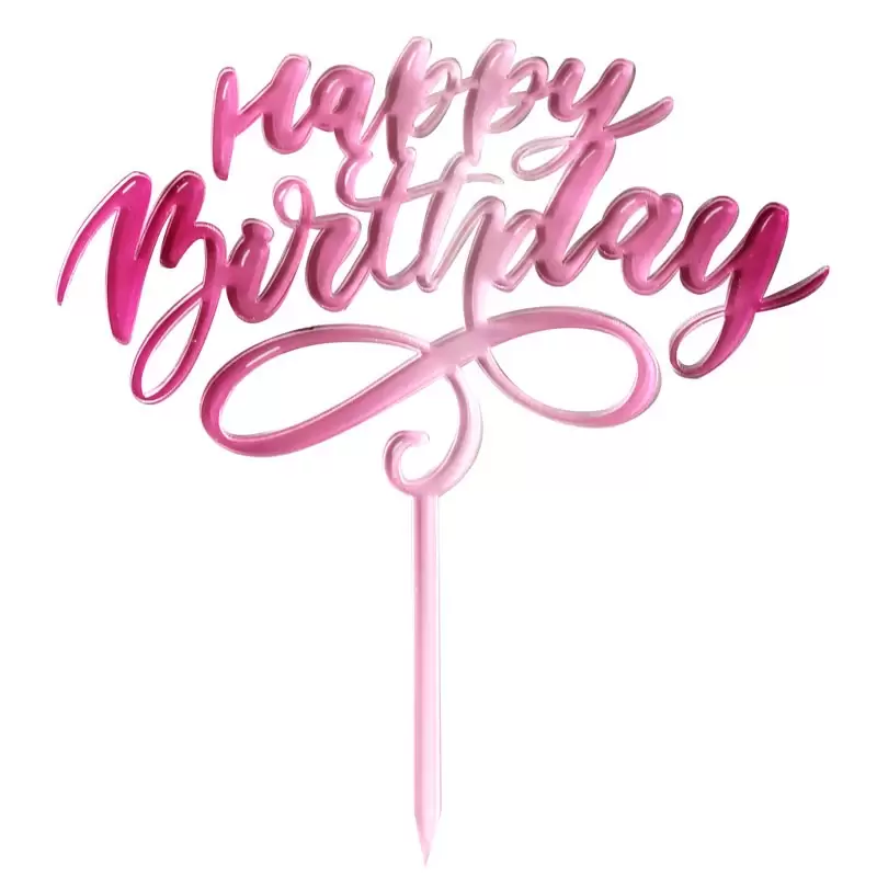 Topper in plexiglass 17x19 cm happy birthday fucsia 2129