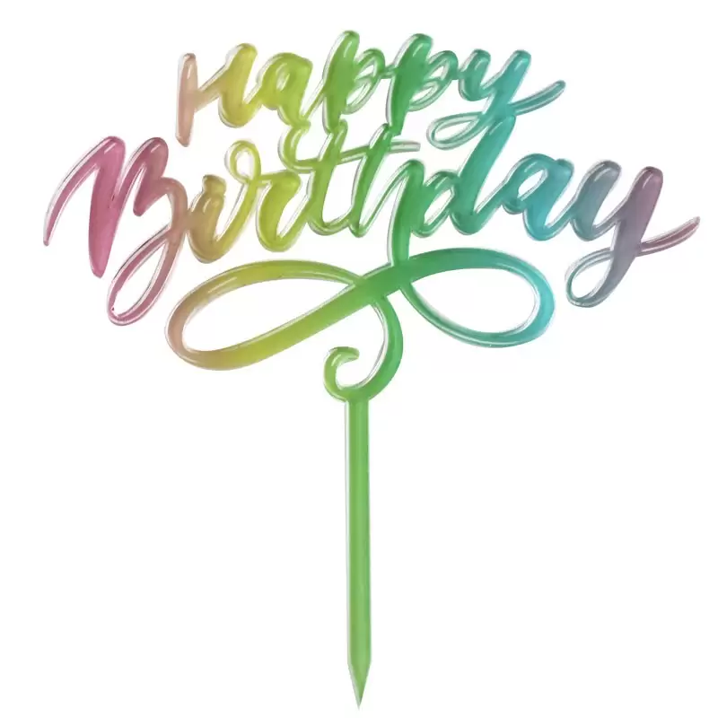 Topper in plexiglass 17x19 cm happy birthday multicolor 2127