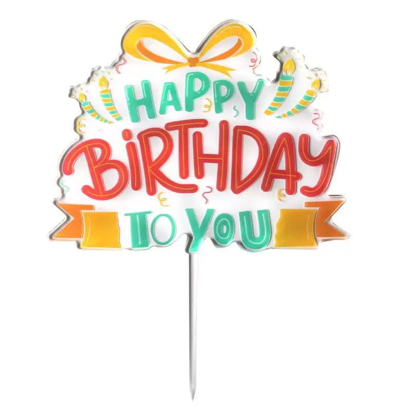 Topper in plexiglass happy birthday to you multicolor 2133 cm 17x20