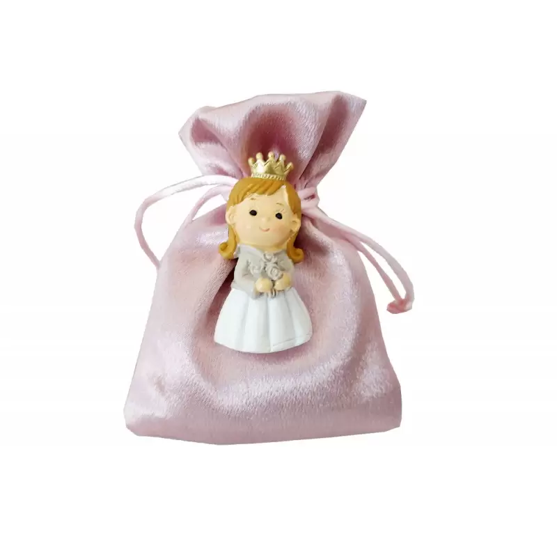 12 BOMBONIERE PICCOLE PRINCIPESSE CON SACCHETTI RASO ROSA
