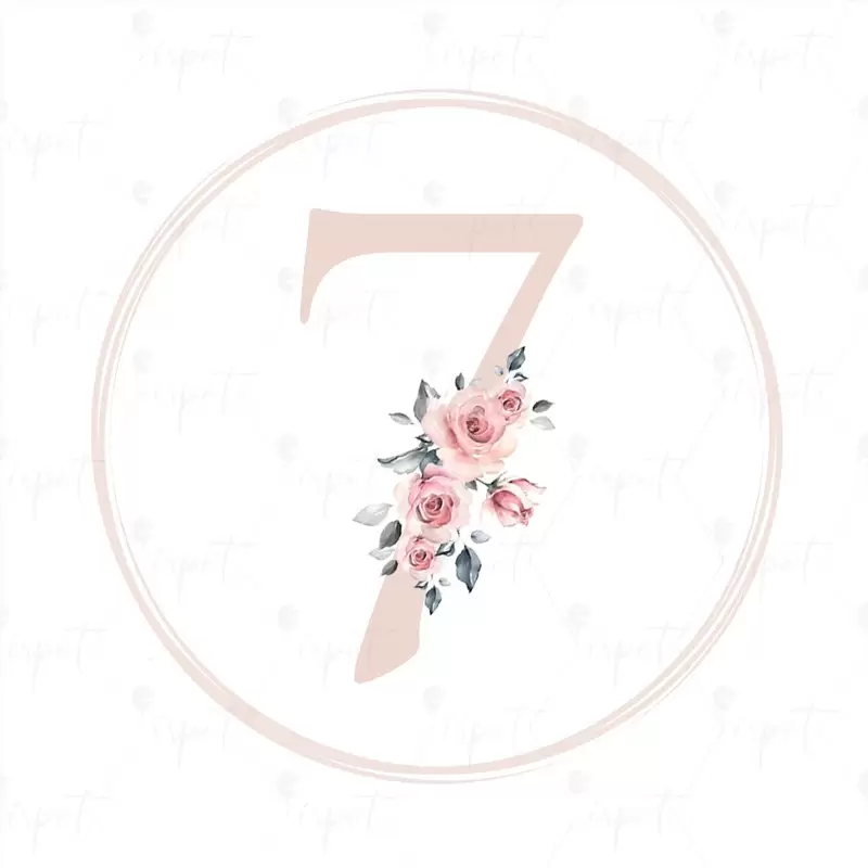 ADESIVO TONDO NUMERO 7 ROSA FLOREAL - 1 PZ